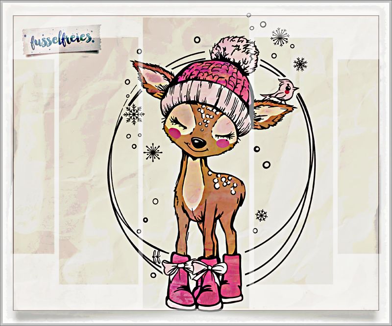 Das kleine Boho Reh im Winter Edition 2025 Plotterdatei Laserdatei DXF SVG von Fusselfreies