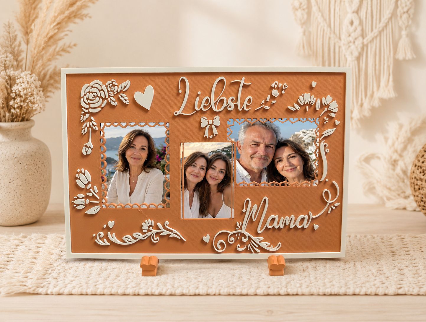 Bilderrahmen "Liebste Mama" - 3D Druckdatei inkl. Ständer und Rückwand mit Markierungen für die einzusetzenden Fotos