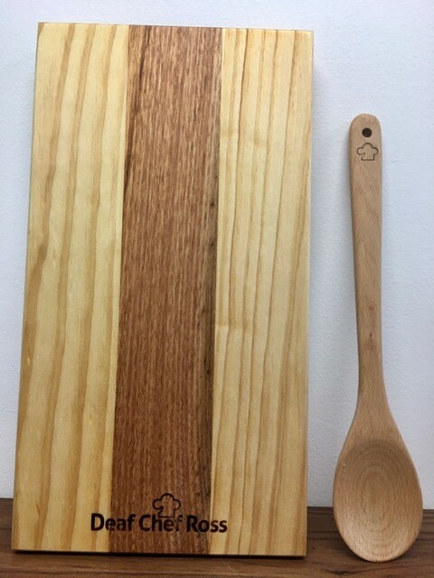 Gold Level Support - Emerging Deaf Chef Scholarship Fund - CUTTING BOARD AND SPOON