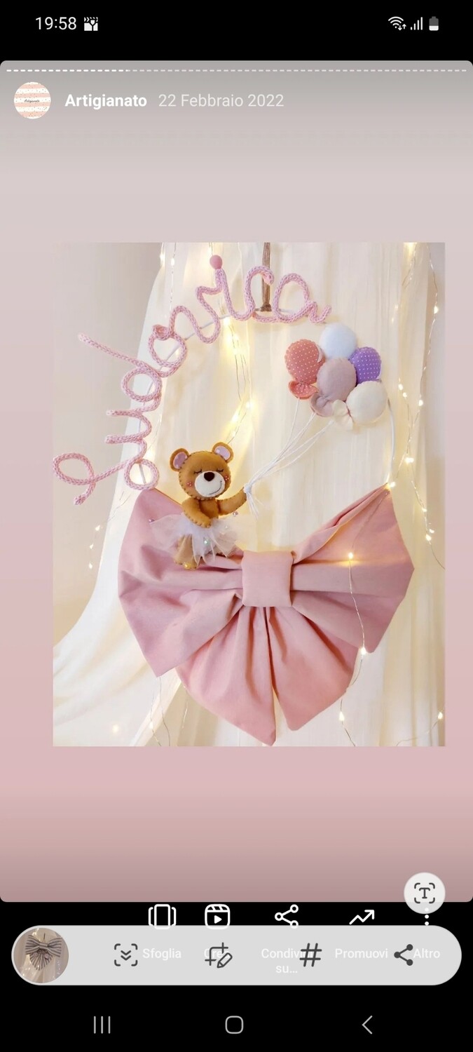 Fiocco nascita bimba "orsetto con palloncini"