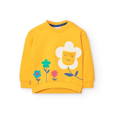 Felpa manica lunga con stampa fiore e taschino