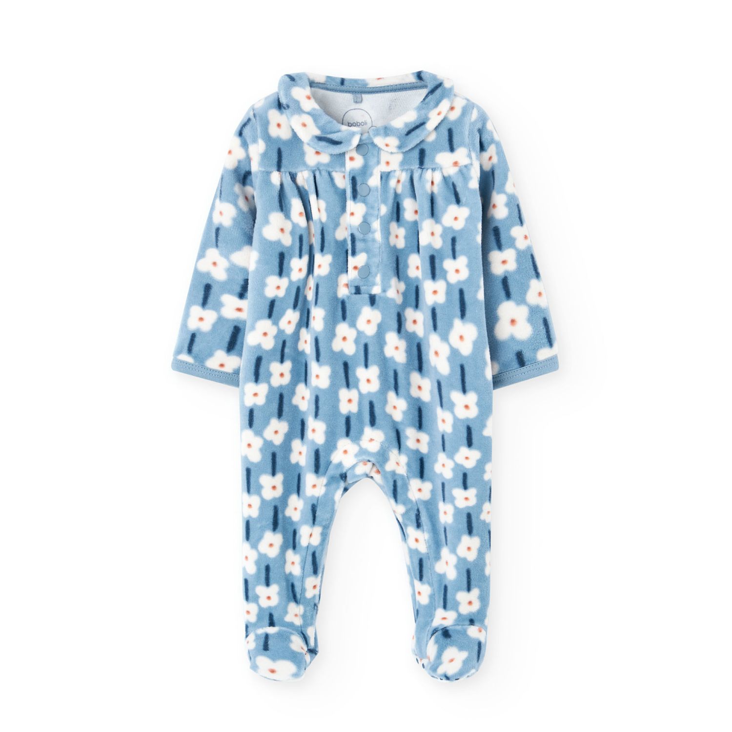 Tutina in maglia neonati a fiori blu