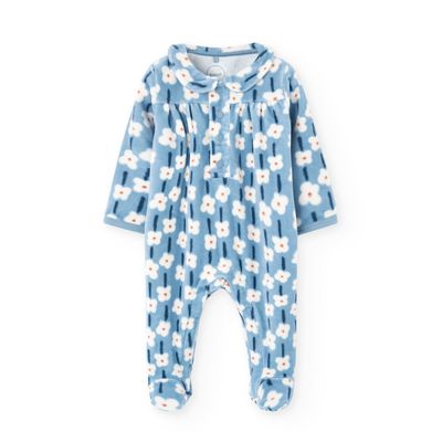 Tutina in maglia neonati a fiori blu