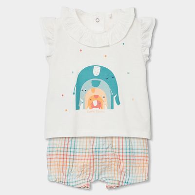 baby girl completo 2 pezzi super fresco, colorato e versatile. ideale per i pomeriggi di estate