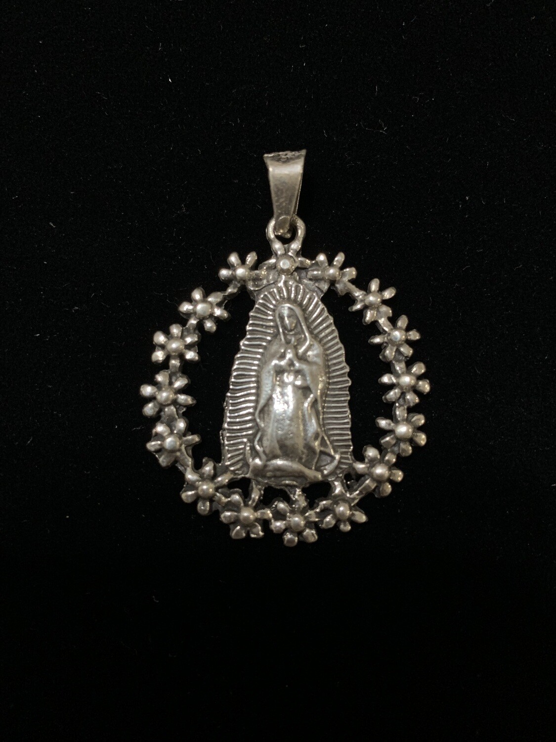 Our Lady of Guadalupe Floral Trim Pendant