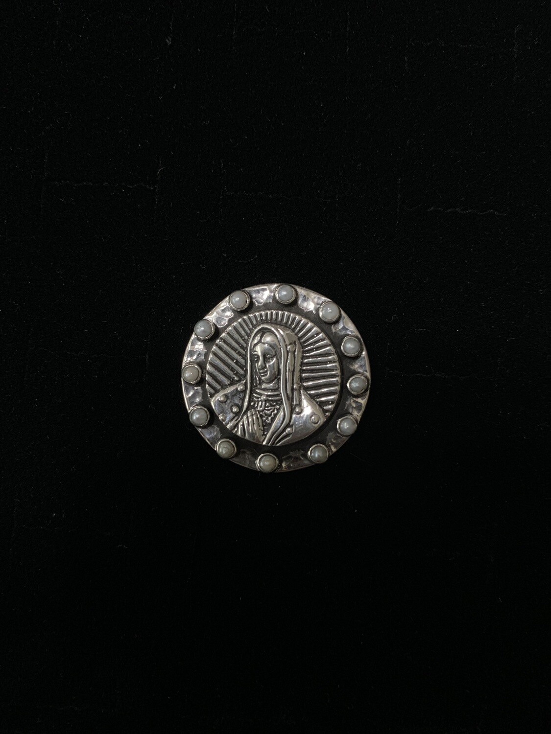 Our Lady of Guadalupe Round with Pearls Ring