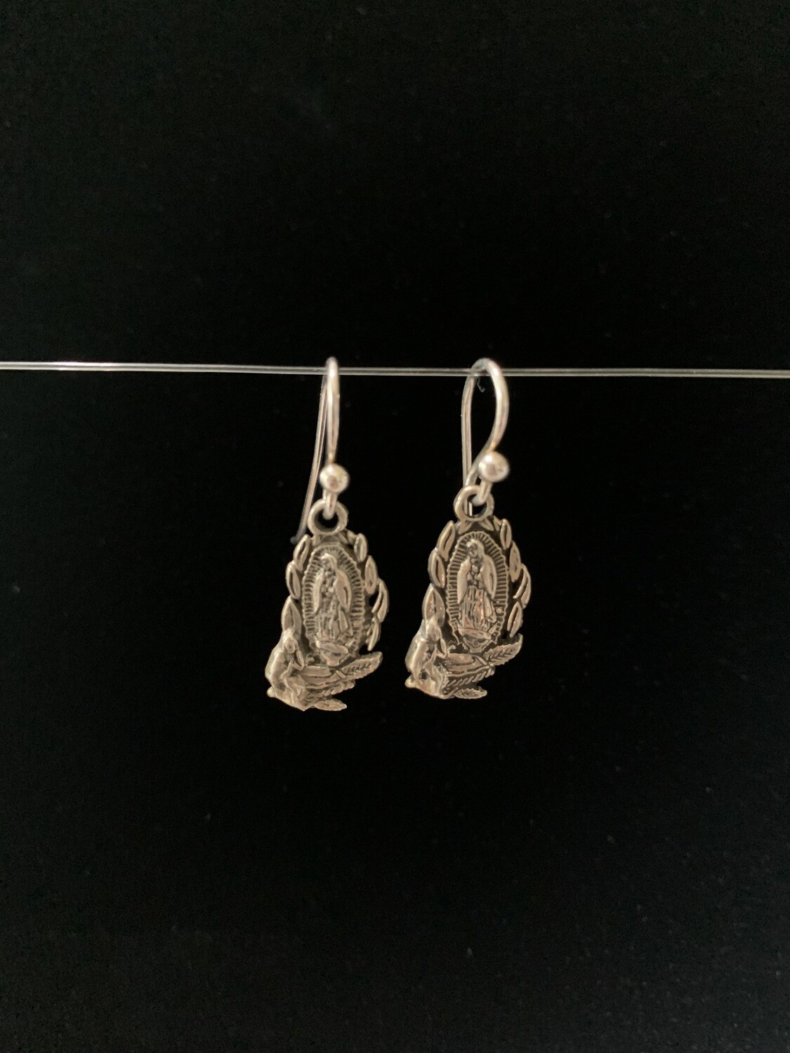 Our Lady Of Guadalupe Earrings Oval with Leaves