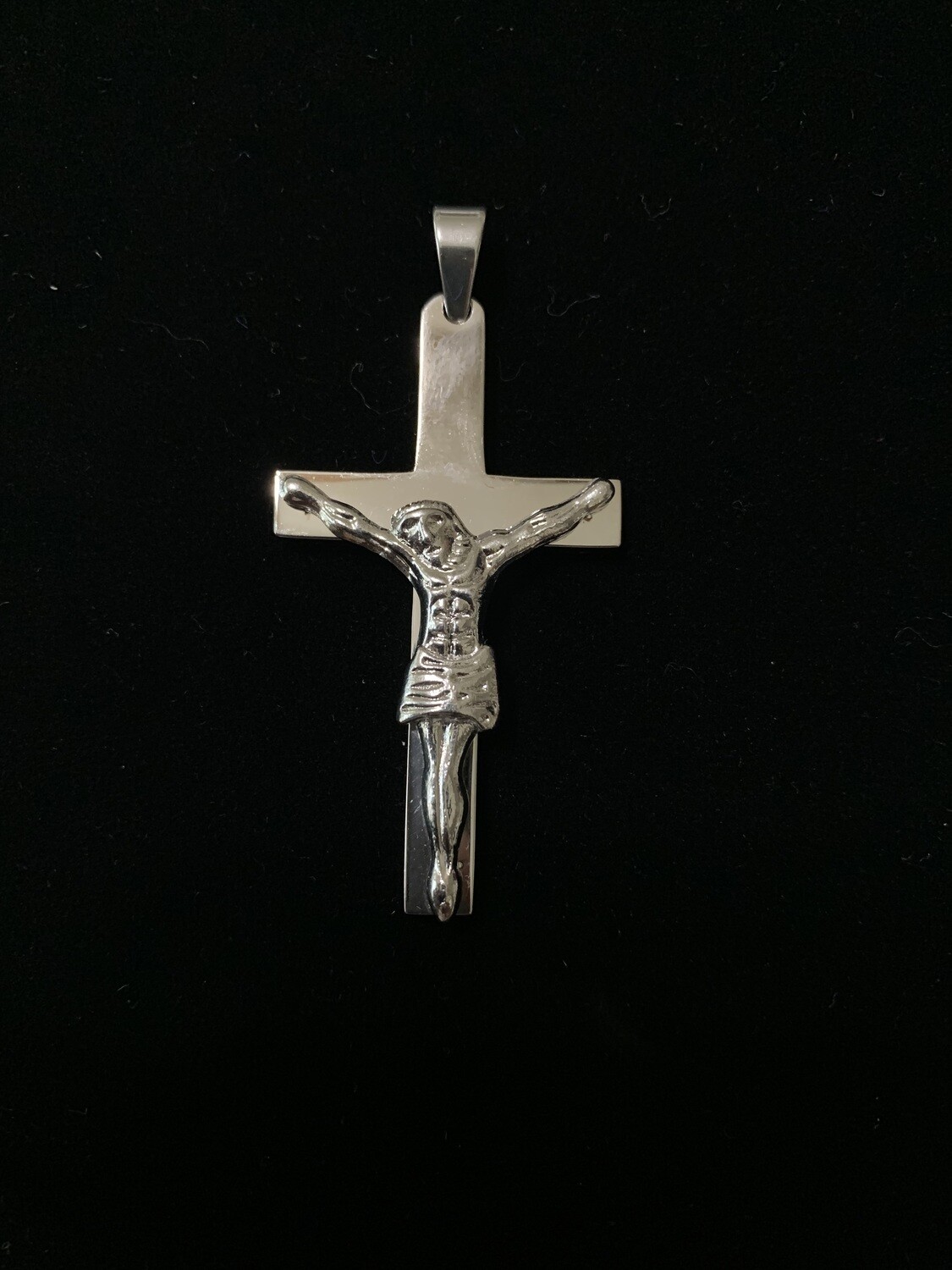 Stainless Steel Silver Tone Crucifix Pendant version 2