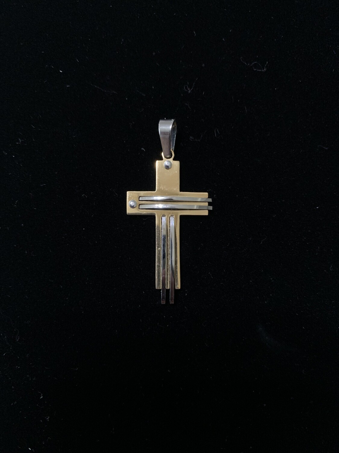 Stainless Steel Two Tone Cross Pendant