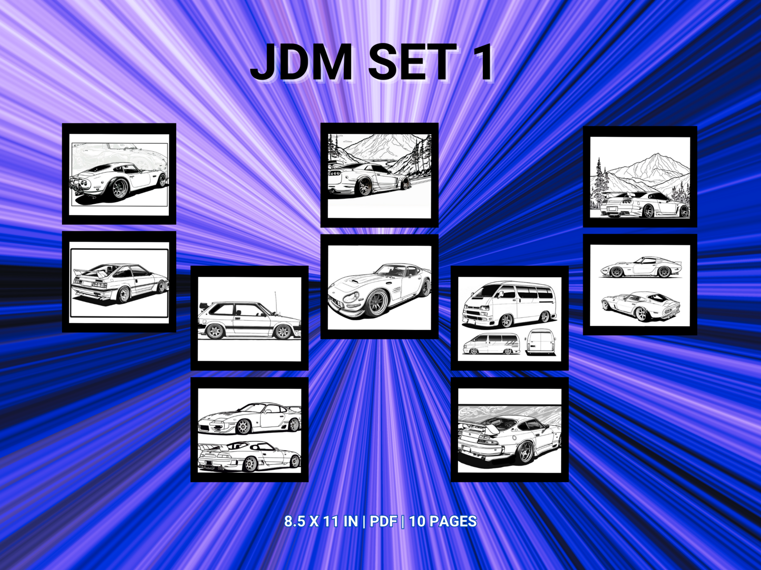 JDM Set 1 Printable 10 Coloring Pages