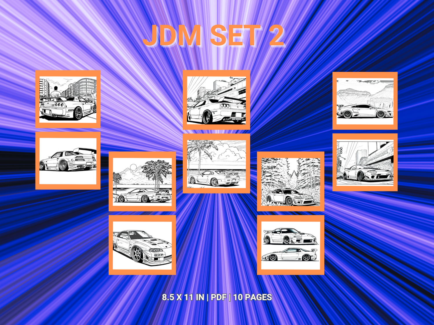 JDM Set 2 Printable 10 Coloring Pages