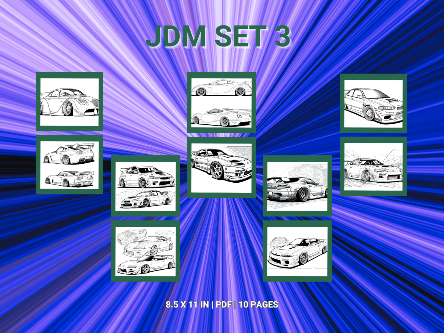 JDM Set 3 Printable 10 Coloring Pages