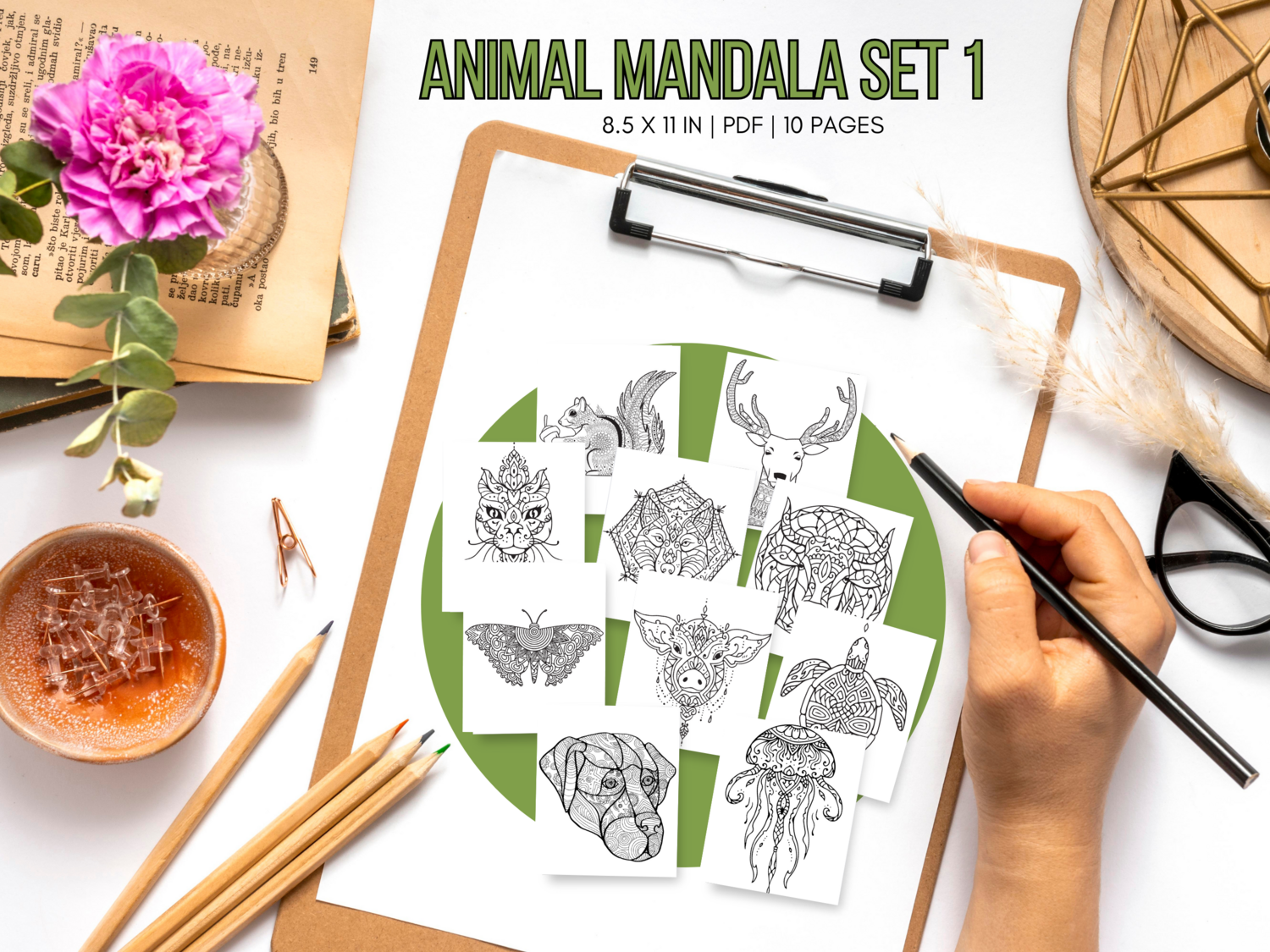 Animal Mandala Set 1 Printable 10 Coloring Pages