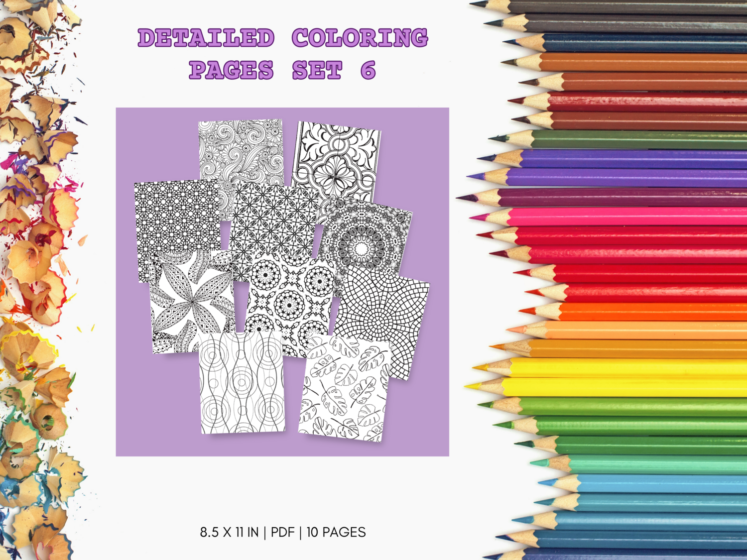 Detailed Set 6 Printable 10 Coloring Pages