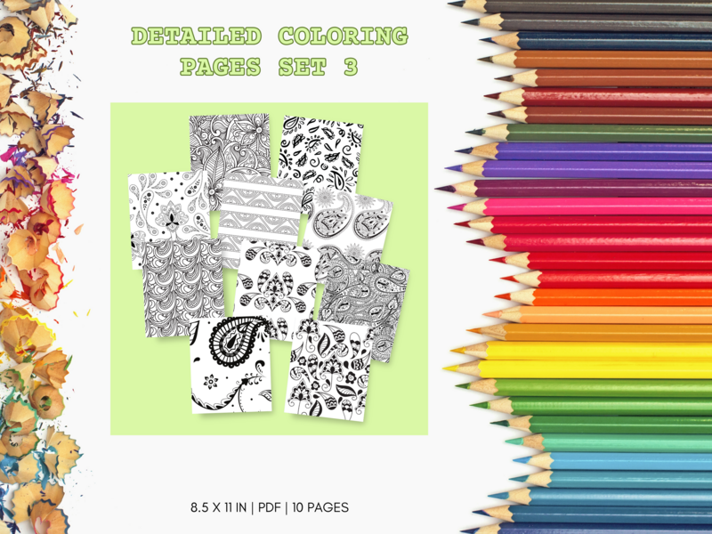 Detailed Set 3 Printable 10 Coloring Pages