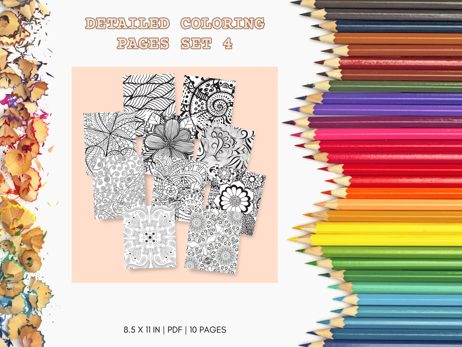 Detailed Set 4 Printable 10 Coloring Pages
