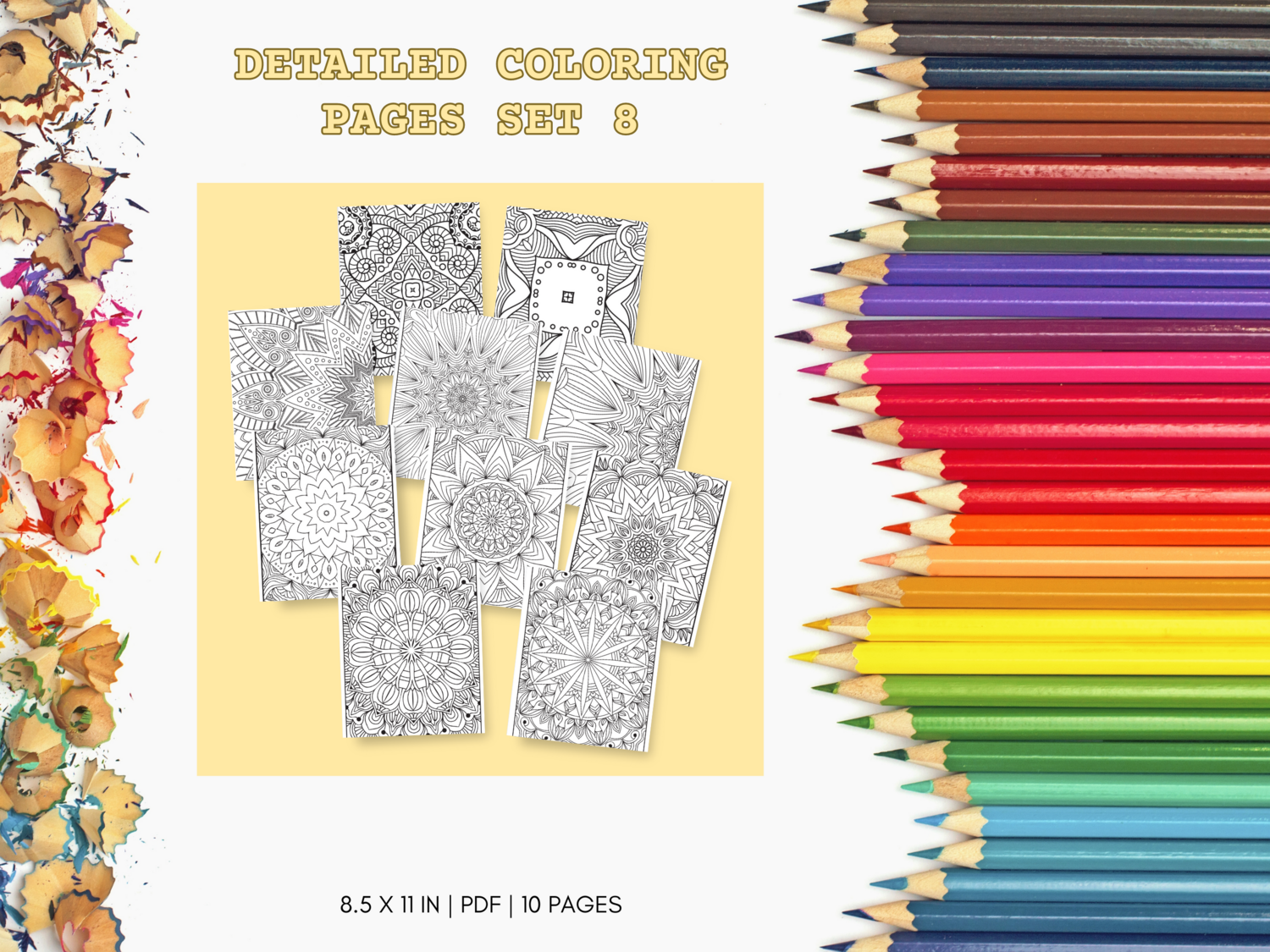 Detailed Set 8 Printable 10 Coloring Pages