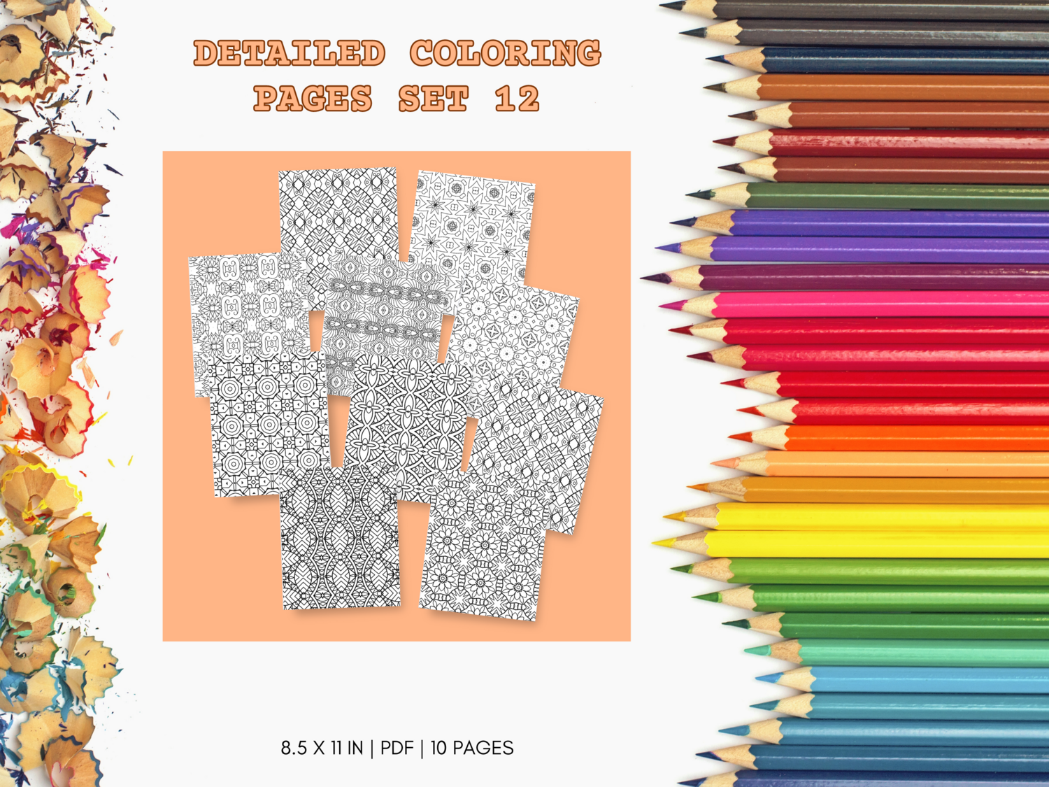 Detailed Set 12 Printable 10 Coloring Pages