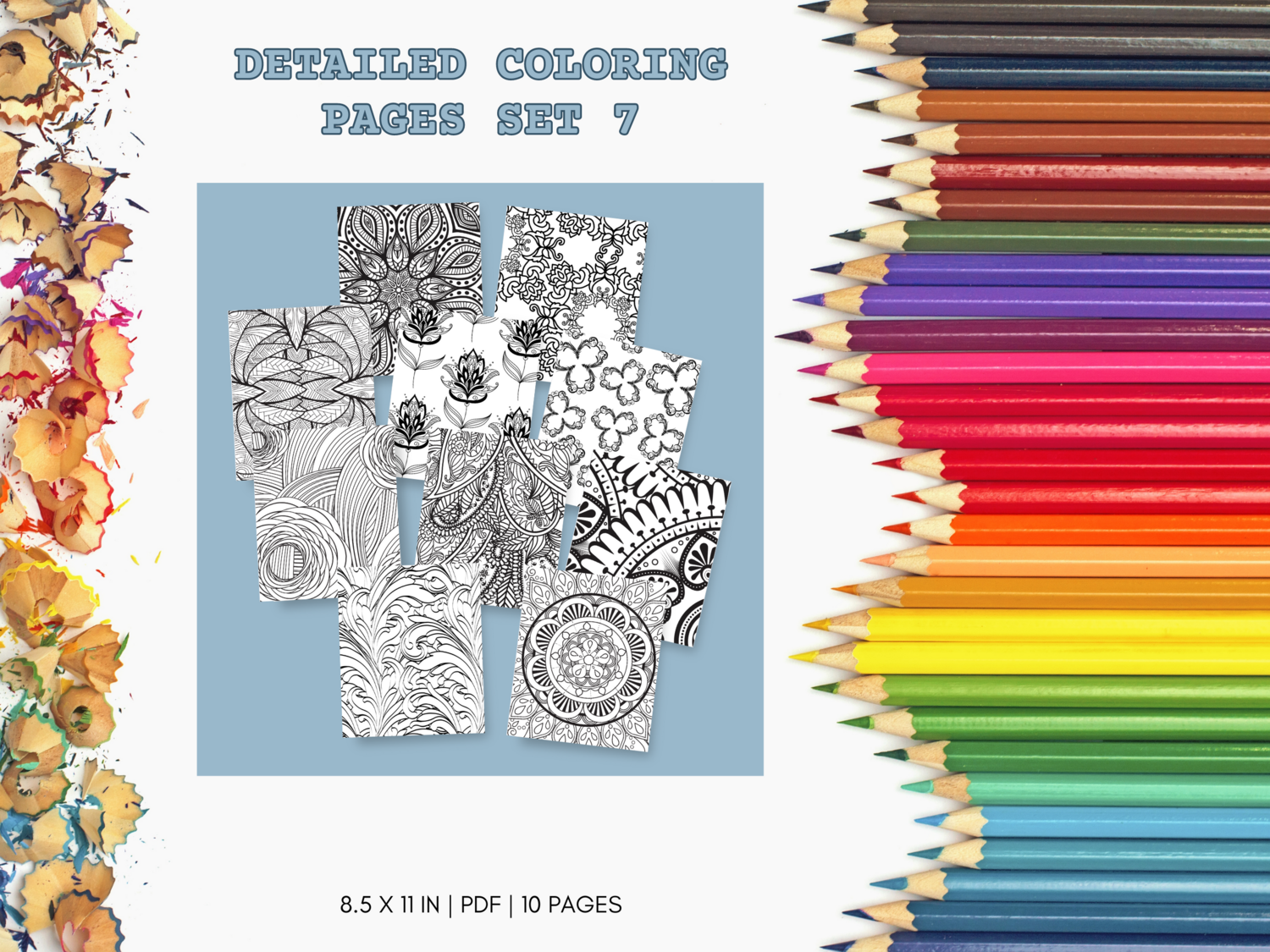 Detailed Set 7 Printable 10 Coloring Pages