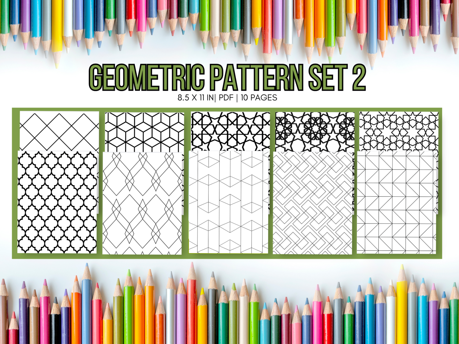 Geometric Pattern Set 2 Printable 10 Coloring Pages