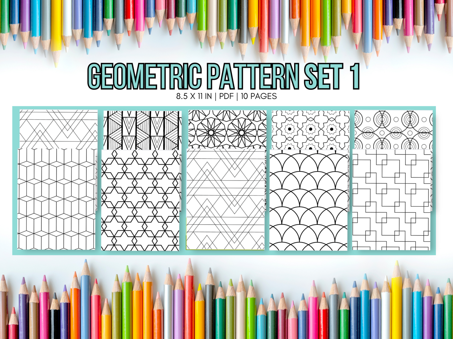 Geometric Pattern Set 1 Printable 10 Coloring Pages