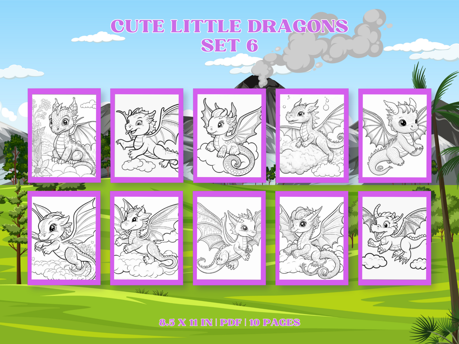 Cute Little Dragons Set 6 Printable 10 Coloring Pages