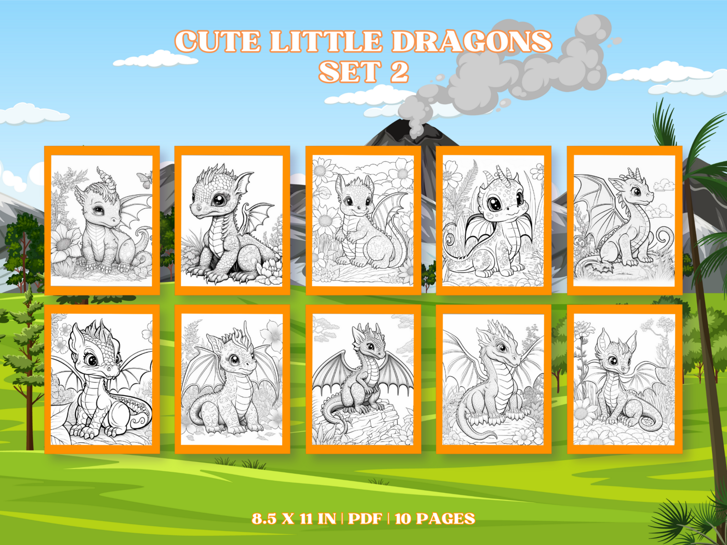 Cute Little Dragons Set 2 Printable 10 Coloring Pages