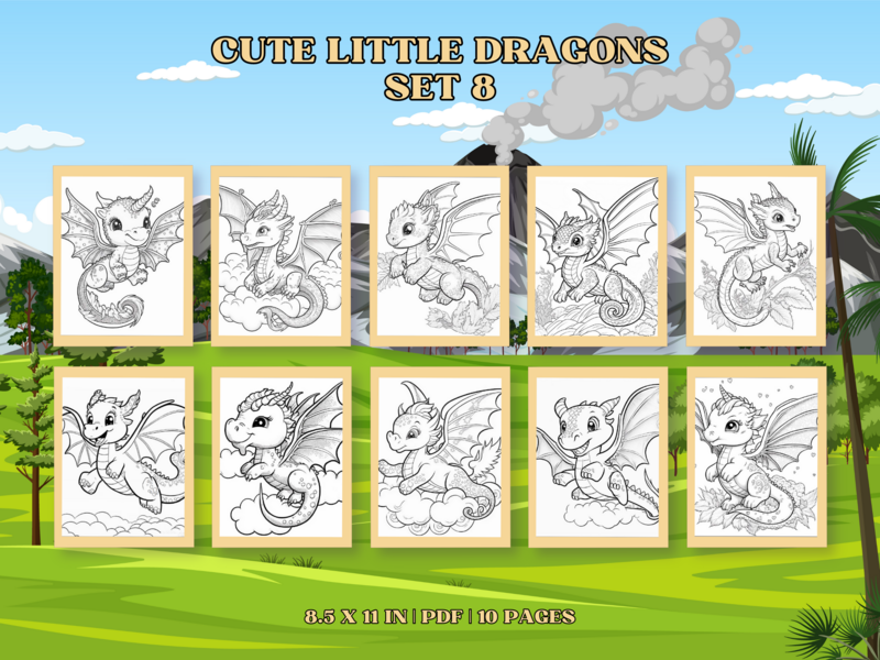 Cute Little Dragons Set 8 Printable 10 Coloring Pages