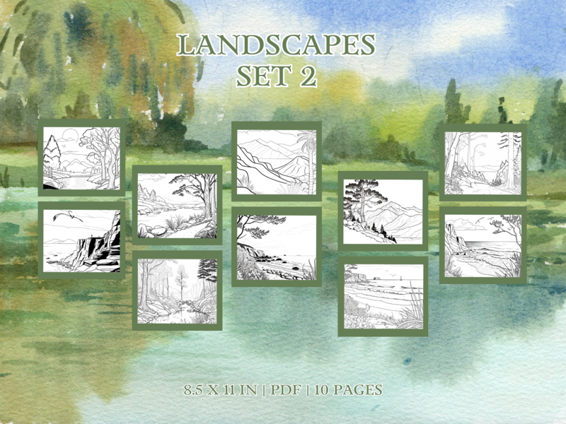 Landscapes Set 2 Printable 10 Coloring Pages