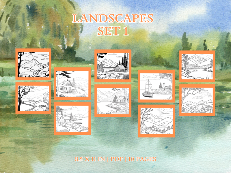 Landscapes Set 1 Printable 10 Coloring Pages
