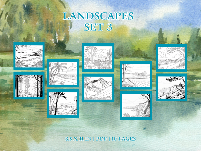Landscapes Set 3 Printable 10 Coloring Pages