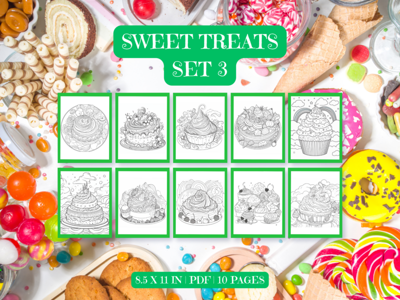Sweet Treats Set 3 Printable 10 Coloring Pages
