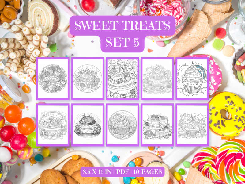 Sweet Treats Set 5 Printable 10 Coloring Pages