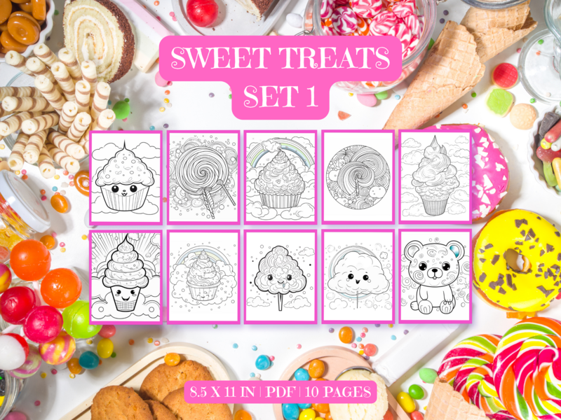 Sweet Treats Set 1 Printable 10 Coloring Pages
