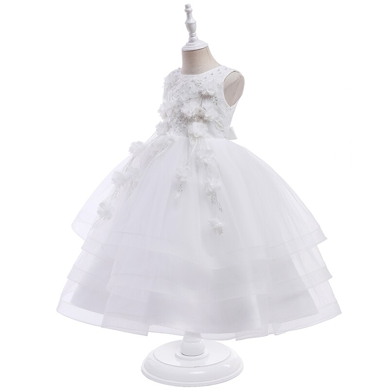 Girls tiered dress( White)