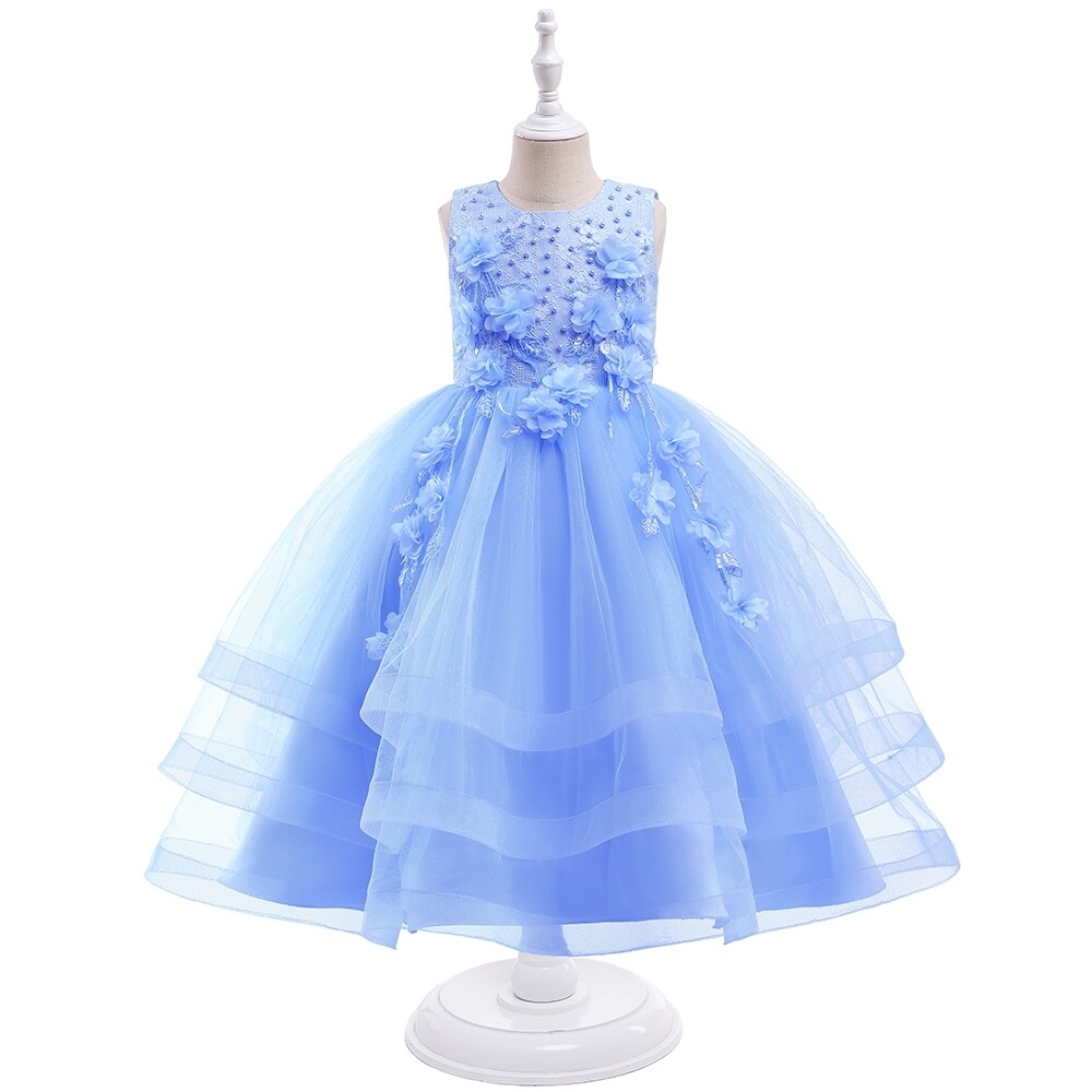 Girls tiered dress( Blue)