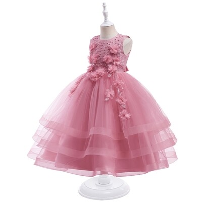 Girls Tiered dress( Dusty pink)