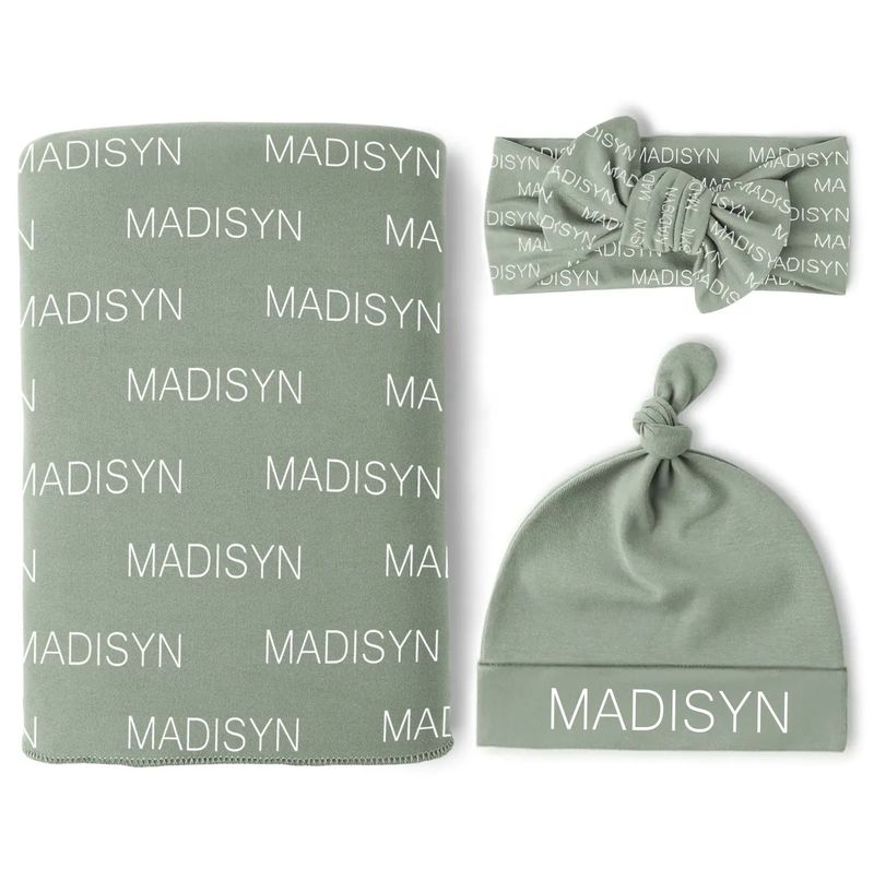 CUSTOMIZED BABY JERSEY SWADDLE WITH HAT OR BOW