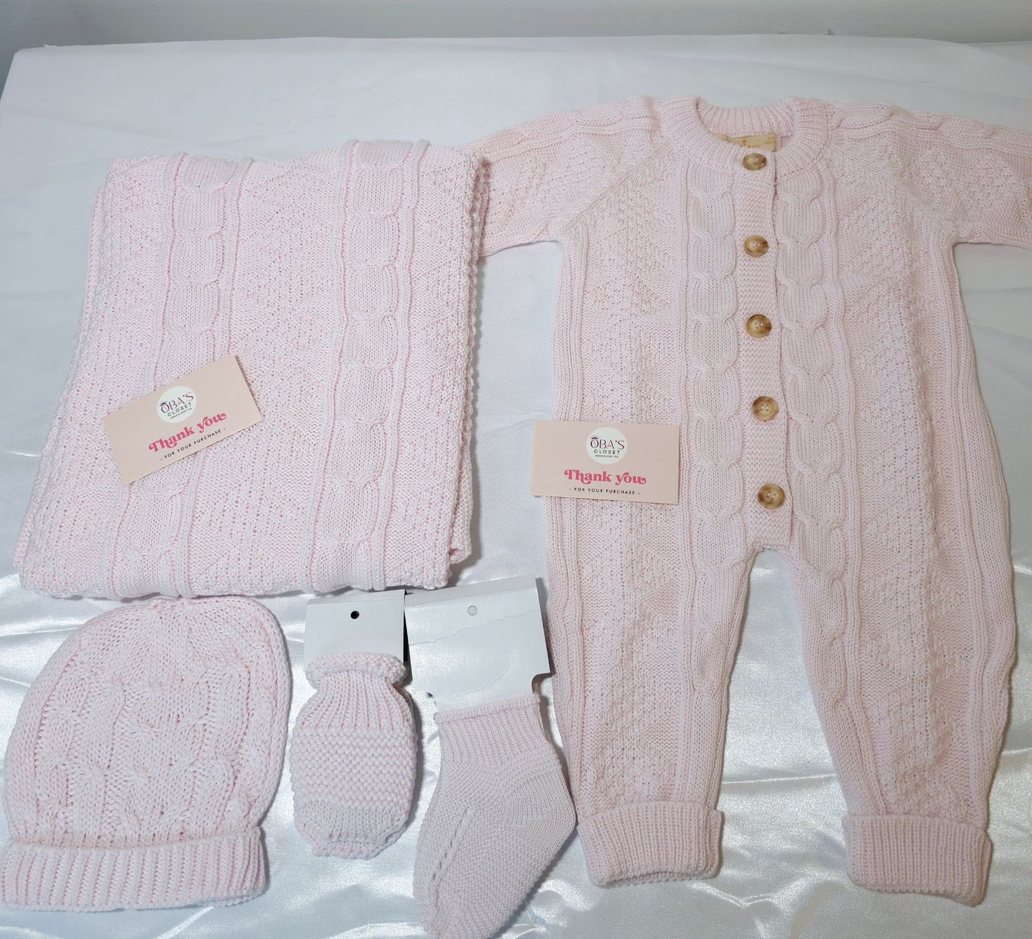 CUSTOMIZED KNITTED BABY SET ( PINK)