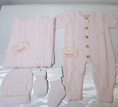 CUSTOMIZED KNITTED BABY SET ( PINK)