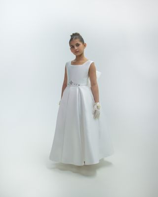 LIMA&#39;S MIKADO FLOWER GIRL DRESS (WHITE)