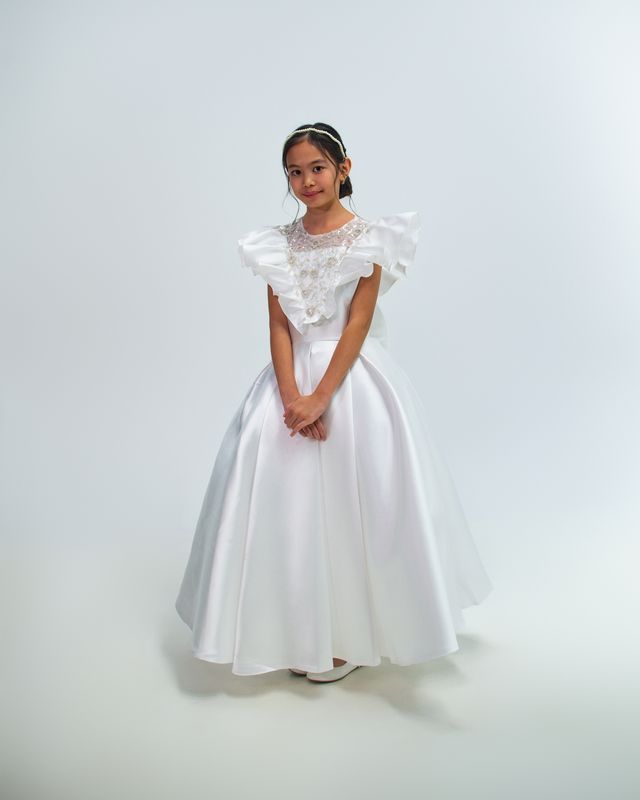BROOKE&#39;S MIKADO FLOWER GIRL DRESS