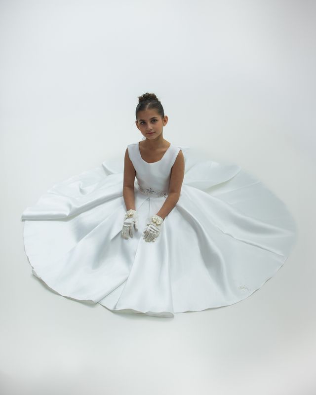 LIMA&#39;S MIKADO FLOWER GIRL DRESS (WHITE)