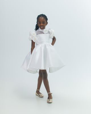 BIBELA&#39;S MIKADO FLOWER GIRL DRESS ( SHORT LENGTH)