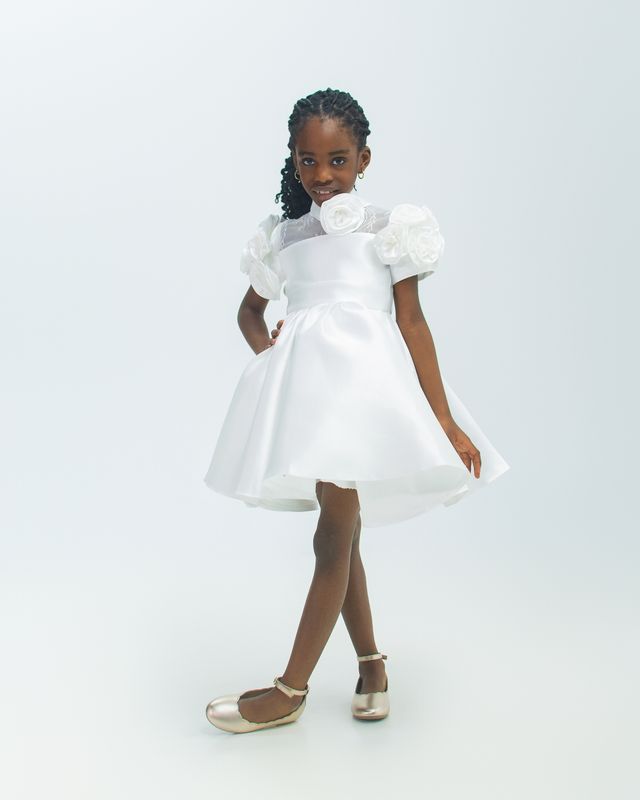 BIBELA'S MIKADO FLOWER GIRL DRESS ( SHORT LENGTH)