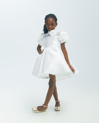 BIBELA'S MIKADO FLOWER GIRL DRESS ( SHORT LENGTH)