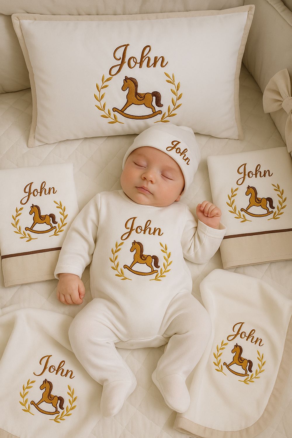 Complete baby cotton clothing and bedding set