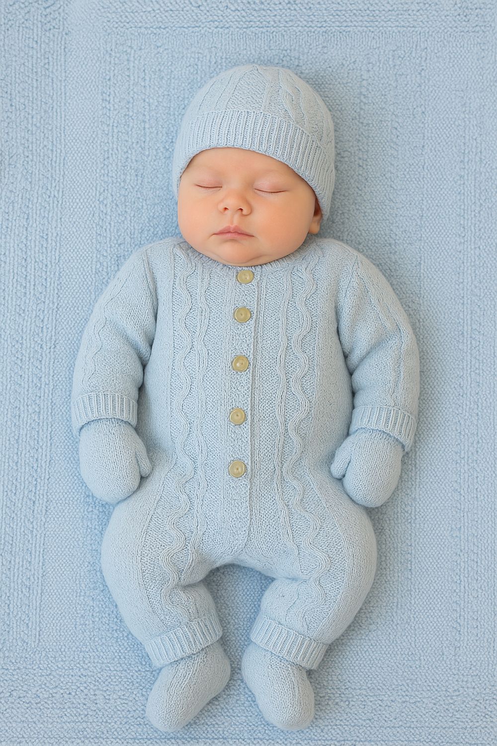 CUSTOMIZED KNITTED BABY SET (BLUE)
