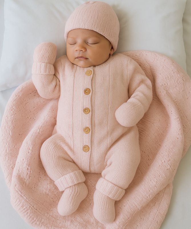 CUSTOMIZED KNITTED BABY SET ( PINK)