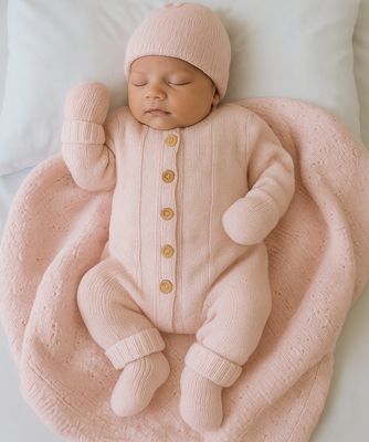 CUSTOMIZED KNITTED BABY SET ( PINK)